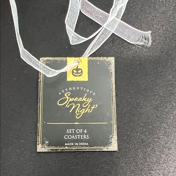 Spooky Night | Beaded “BOO” Coasters | Set of 4 - Picture 2 of 5